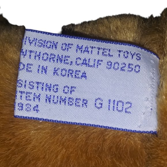 VTG EMOTIONS MATTEL Vinyl Face Stuffed Bear Holding I LOVE YOU HEART Plush 1984 - Picture 4 of 7